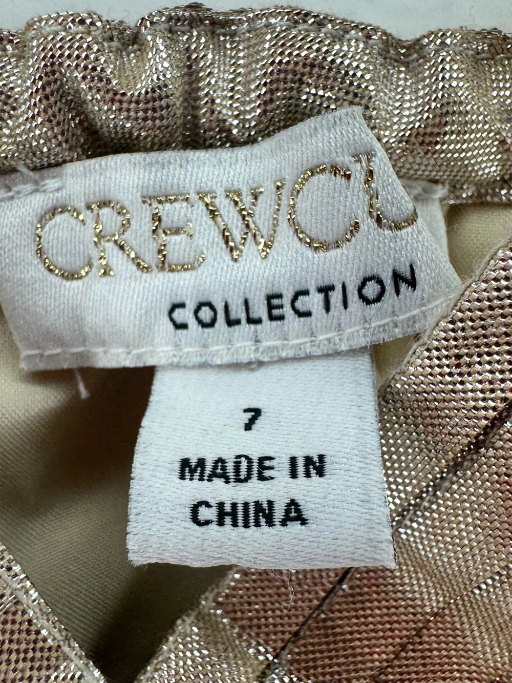J CREW Crewcuts Collection tiered rosette dress gold lamé Girls 7 Metallic EUC